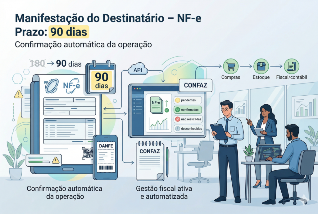 Prazo de manifestação do destinatário de NF-e cai de 180 para 90 dias